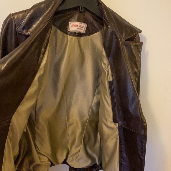 Leather Moto Jacket by FEMININ TOUCH. - Picture 8 of 13